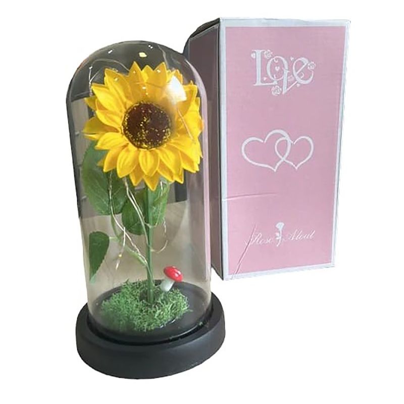 GENERICO - Girasol Eterno cúpula de vidrio regalo luz led