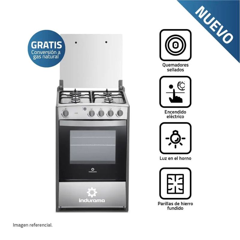 INDURAMA - Cocina Gas Indurama VIENA 24" Croma 4 Hornillas
