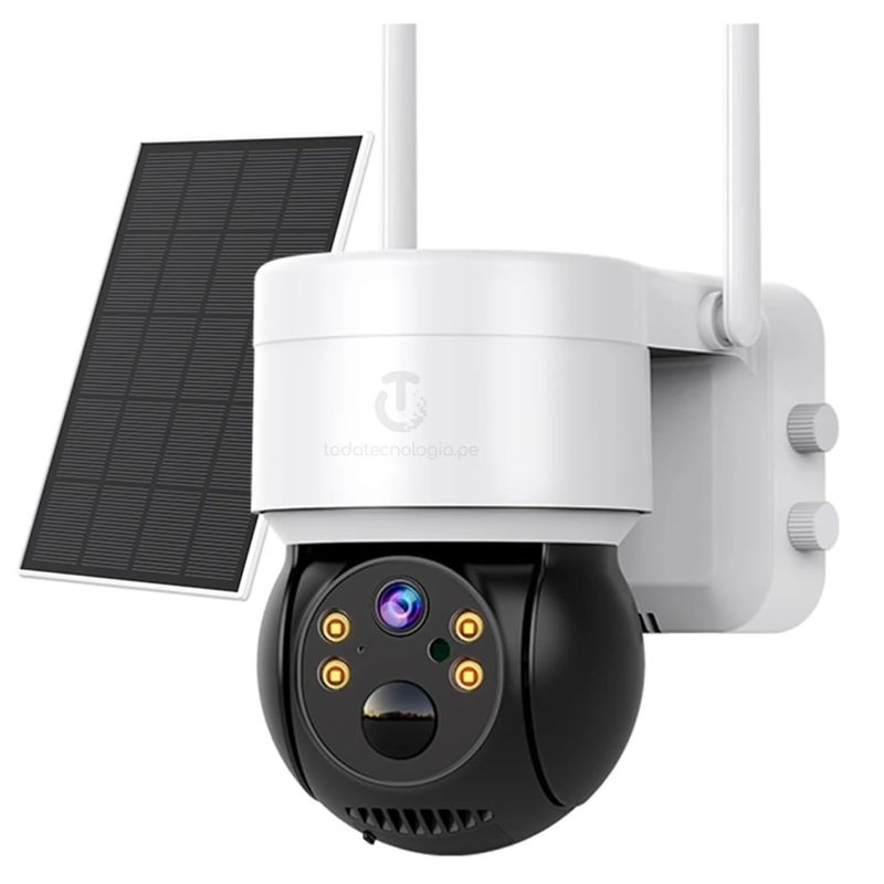 SEISA - Camara de Seguridad PTZ con Panel Solar Bateria Recargable FullHD Vision Noctura