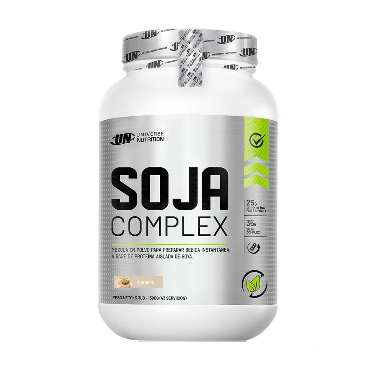 Universe Nutrition - Proteína de Soja Complex 1.5 kg Cookies and Cream - 43 Servicios