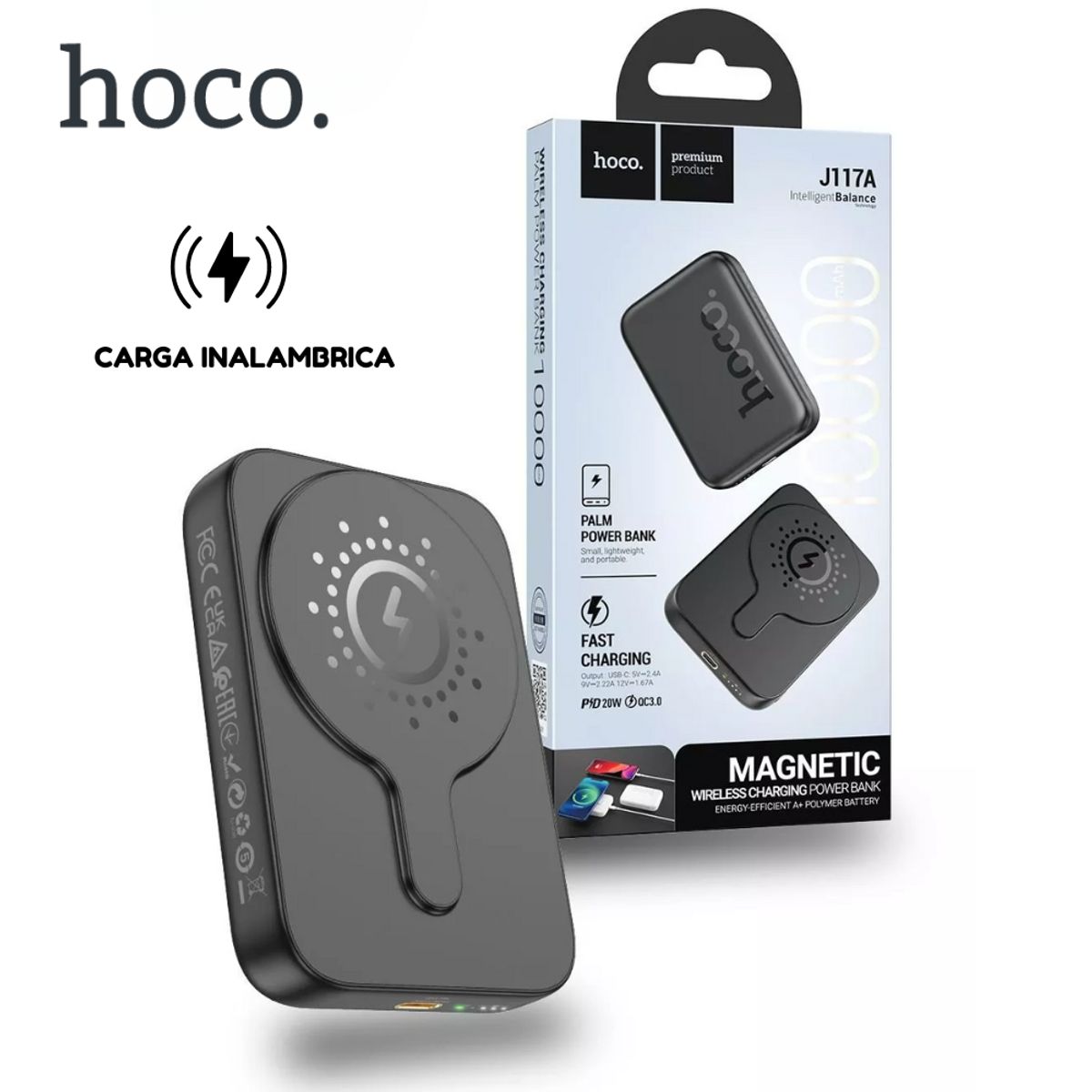 GENERICO - Cargador Inalambrico Power Magnetico Bank Hoco J117A 10000mAh 20 W
