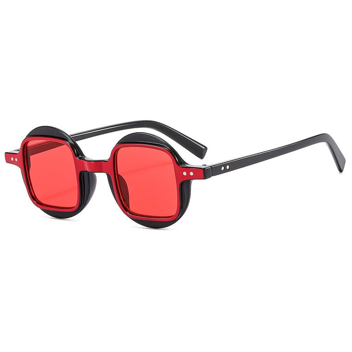 LA TIENDA 88 JOYAS Y ACCESORIOS - La Tienda 88 - Lentes De Sol Unisex Retro Punk Redondo- Rojo