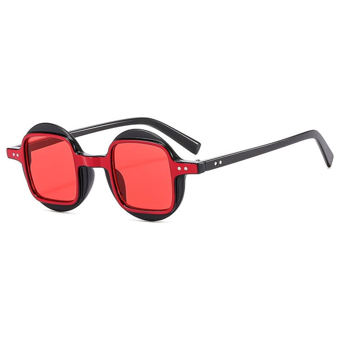 LA TIENDA 88 JOYAS Y ACCESORIOS - La Tienda 88 - Lentes De Sol Unisex Retro Punk Redondo- Rojo