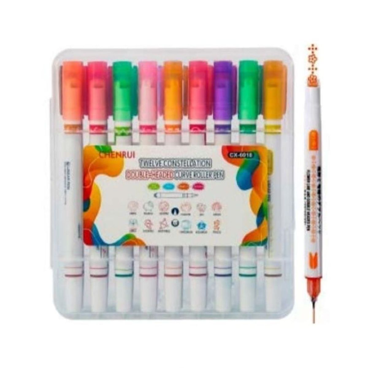 GENERICO - ESTUCHE DE 18 ROTULADORES DOBLE PUNTA FINA Y CON DISEÑO