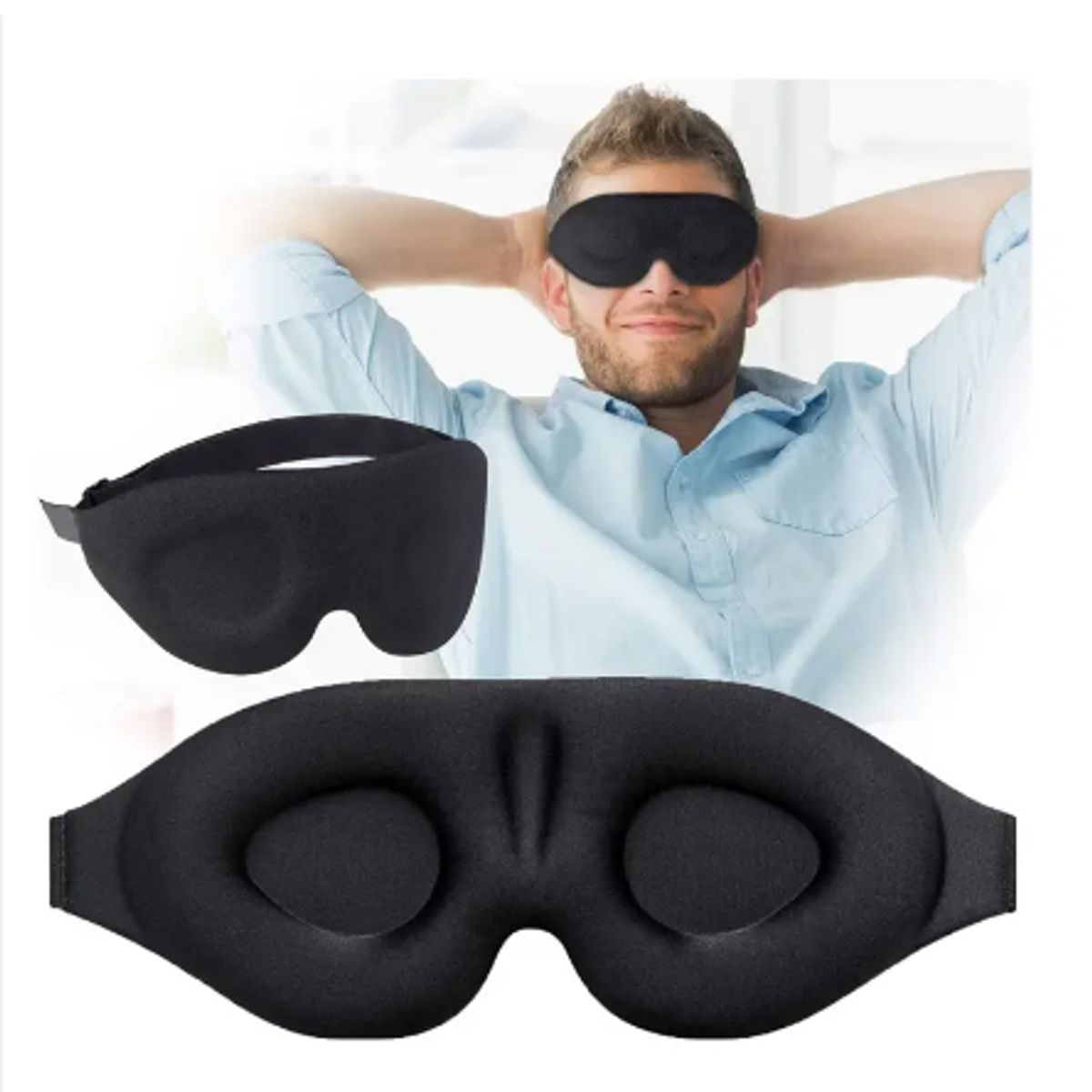 GENERICO - Antifaz para dormir 3D Viscoelástico  para Hombre Bloquea Luz