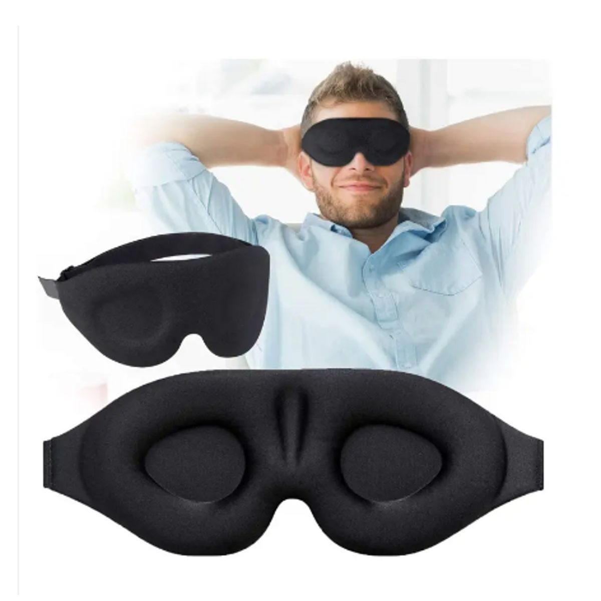 GENERICO - Antifaz para dormir 3D Viscoelástico  para Hombre Bloquea Luz