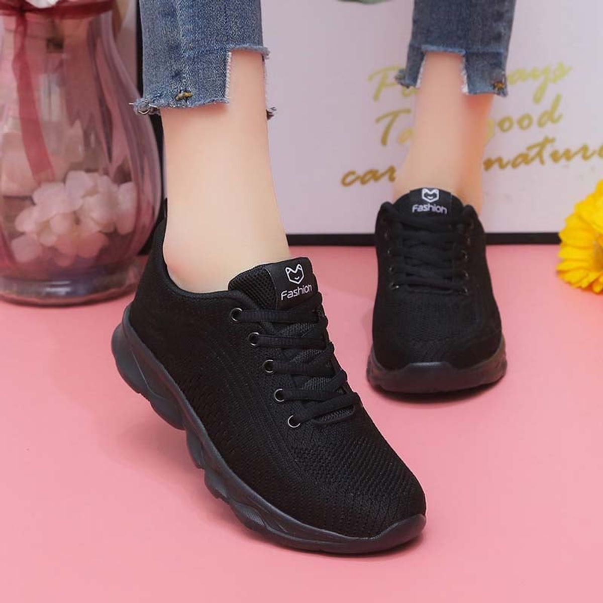 SHANDIAN - Zapatillas Running Mujer Negro