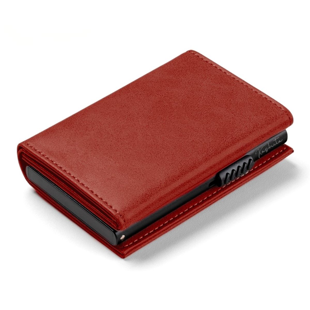 GENERICO - Billetera Mujer Cuero Rojo Tarjetero RFID Imantado Automático