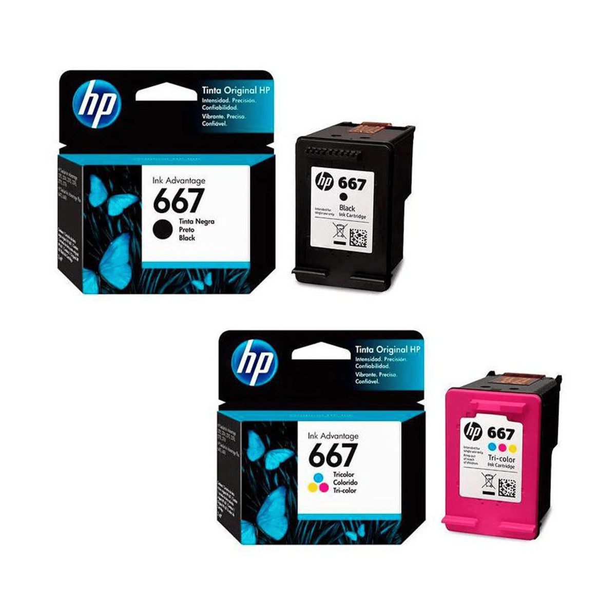 HP - Kit Tinta HP 667 (Negro + TriColor) Original