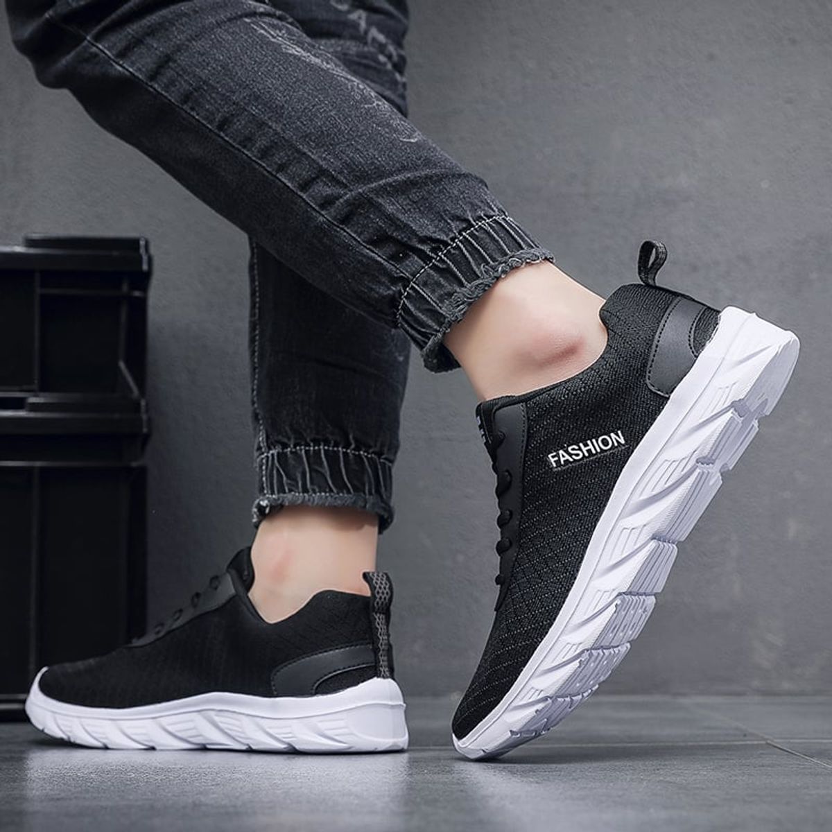 SHANDIAN - Zapatillas Running Hombre Negro