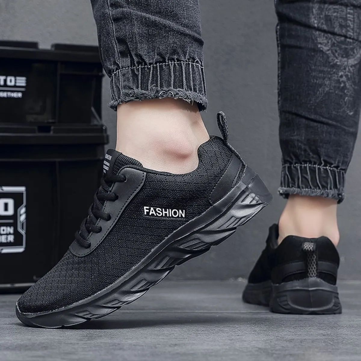 SHANDIAN - Zapatillas Running Hombre Negro