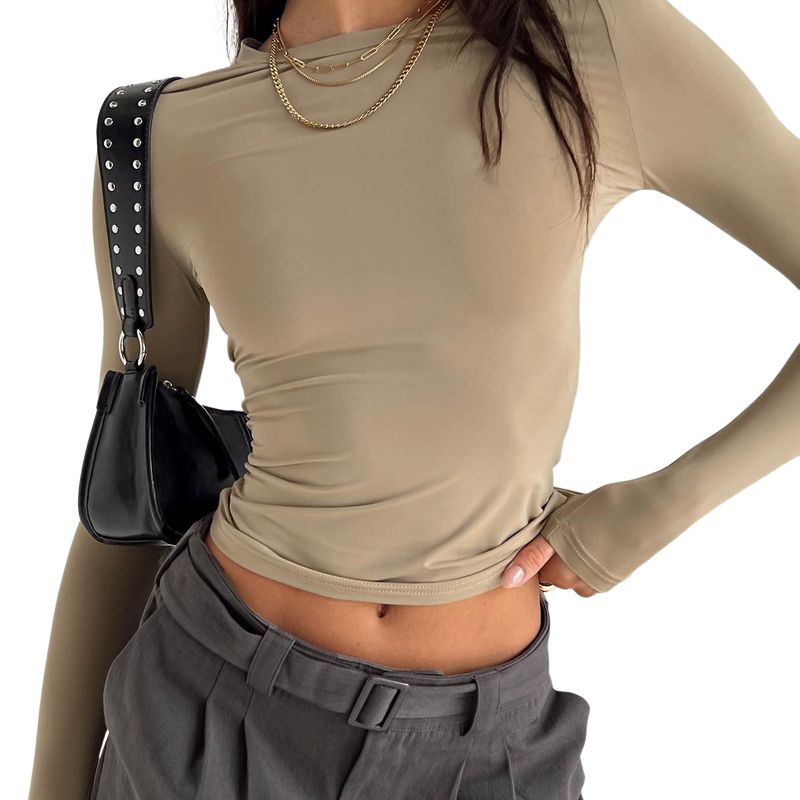 BLWOENS - Polo manga larga Mujer- Beige