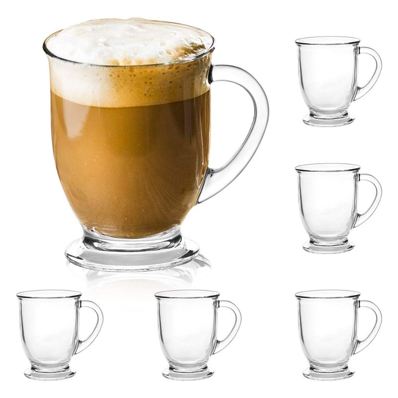 INSPIRA - Juego de 6 Tazas de Vidrio para Café 440 ml