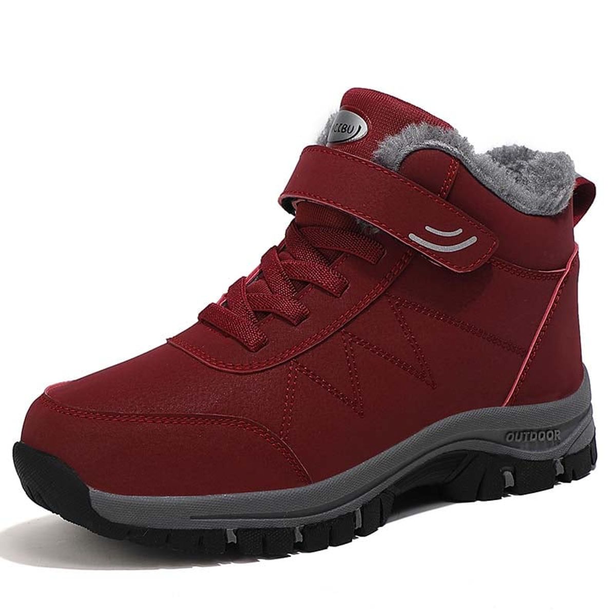 SHANDIAN - Zapatillas botin de hombre trekking temico invierno Rojo