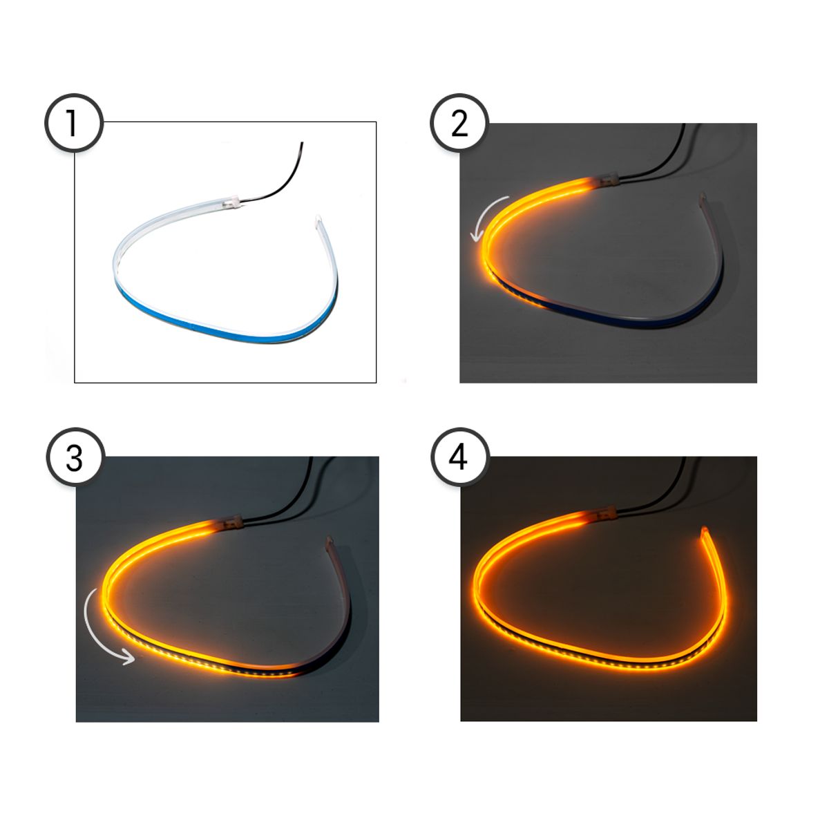 GENERICO - Tira Led Flexible Auto Faro Luz Blanca Y Ambar Universal 2pc