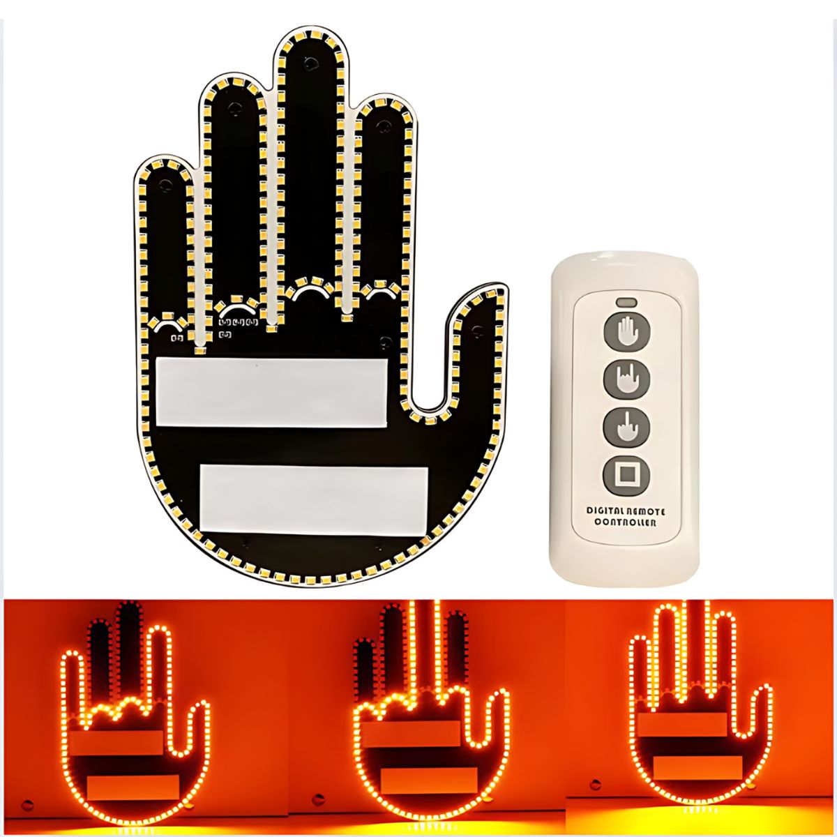 GENERICO - Mano LED con Gestos para Carro + Control Remoto Tres Gestos