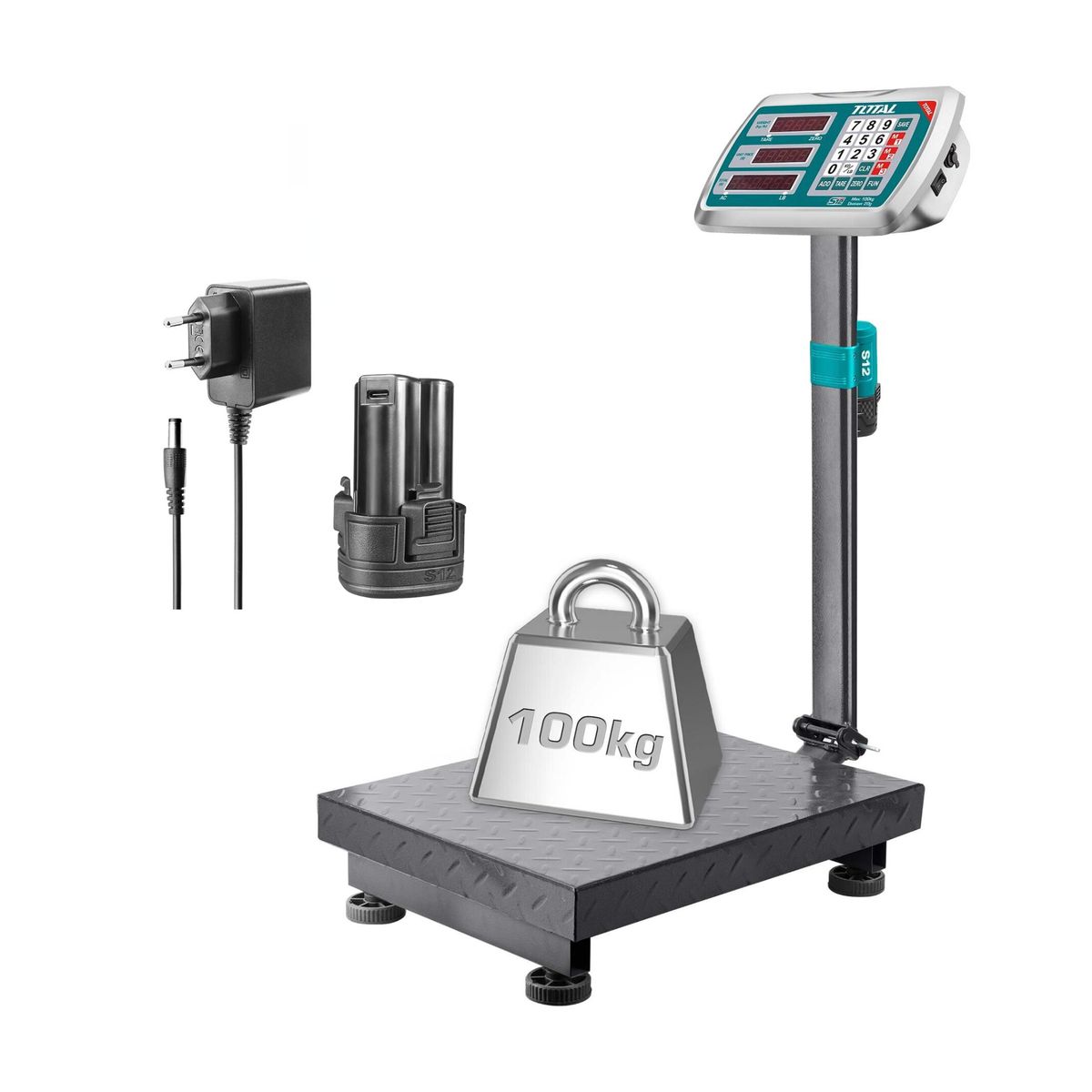 TOTAL TOOLS - Balanza industrial digital soporta 100 Kg con plataforma Total