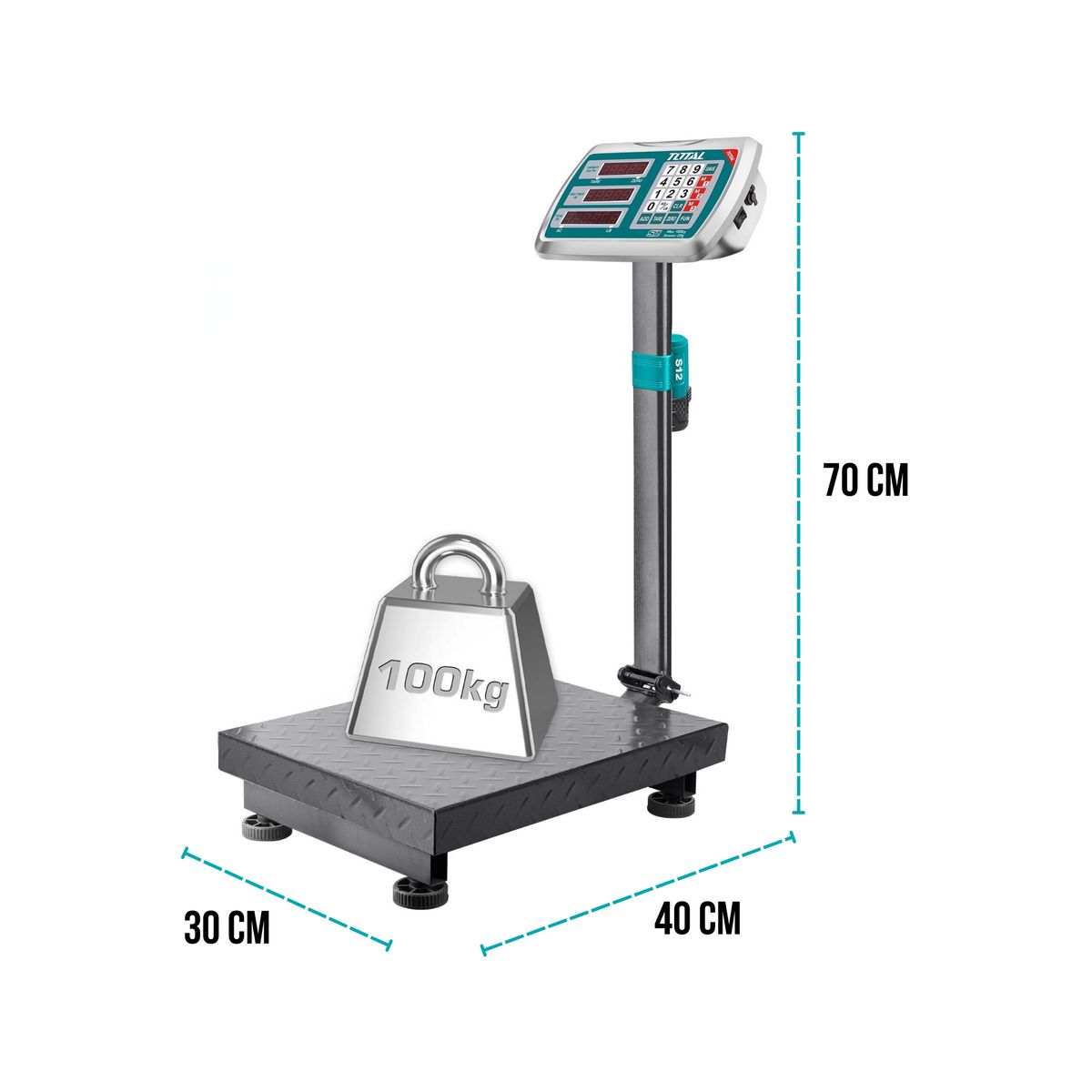 TOTAL TOOLS - Balanza industrial digital soporta 100 Kg con plataforma Total