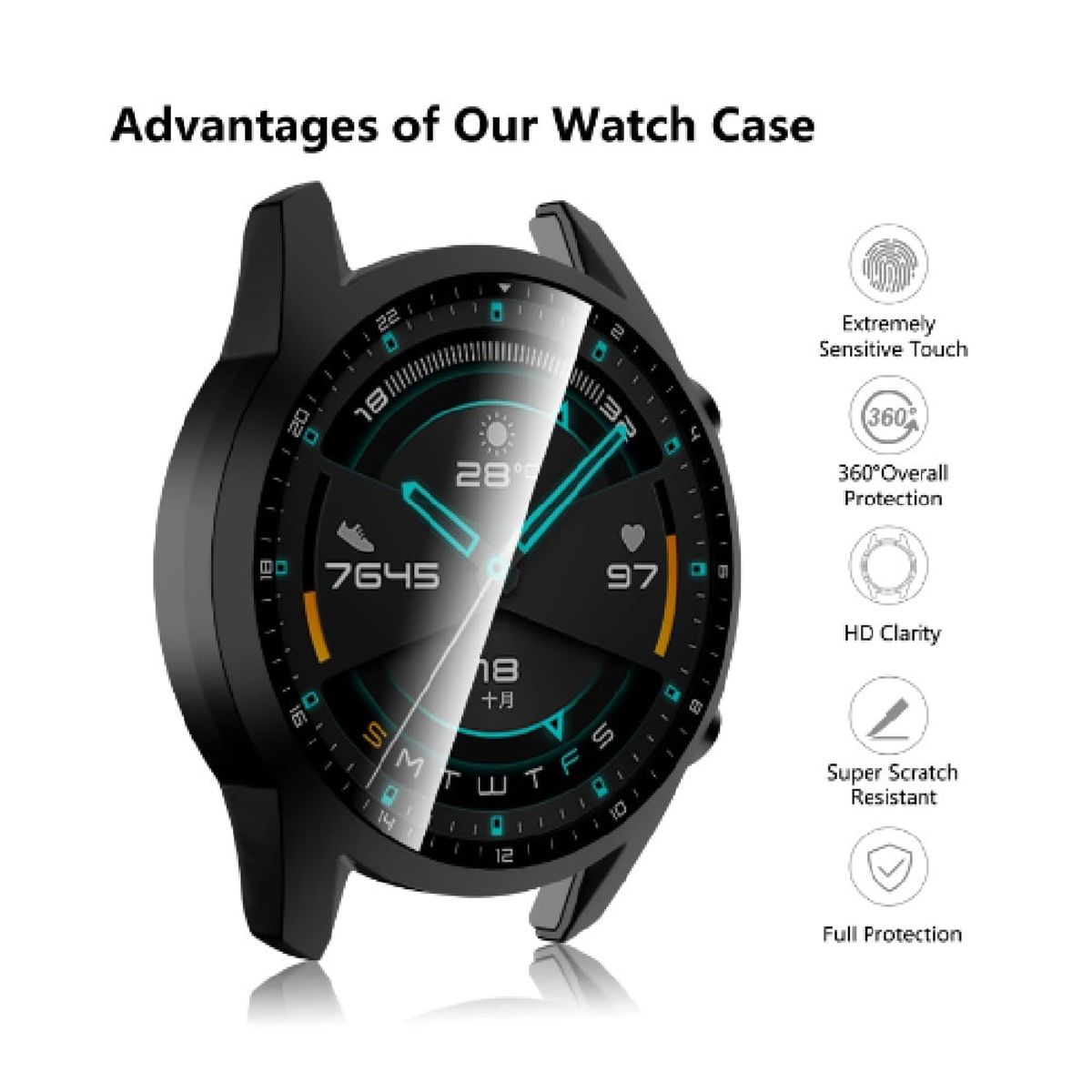 GENERICO - CASE FUNDA PARA SMARTWATCH HUAWEI GT2 46MM TRANSPARENTE