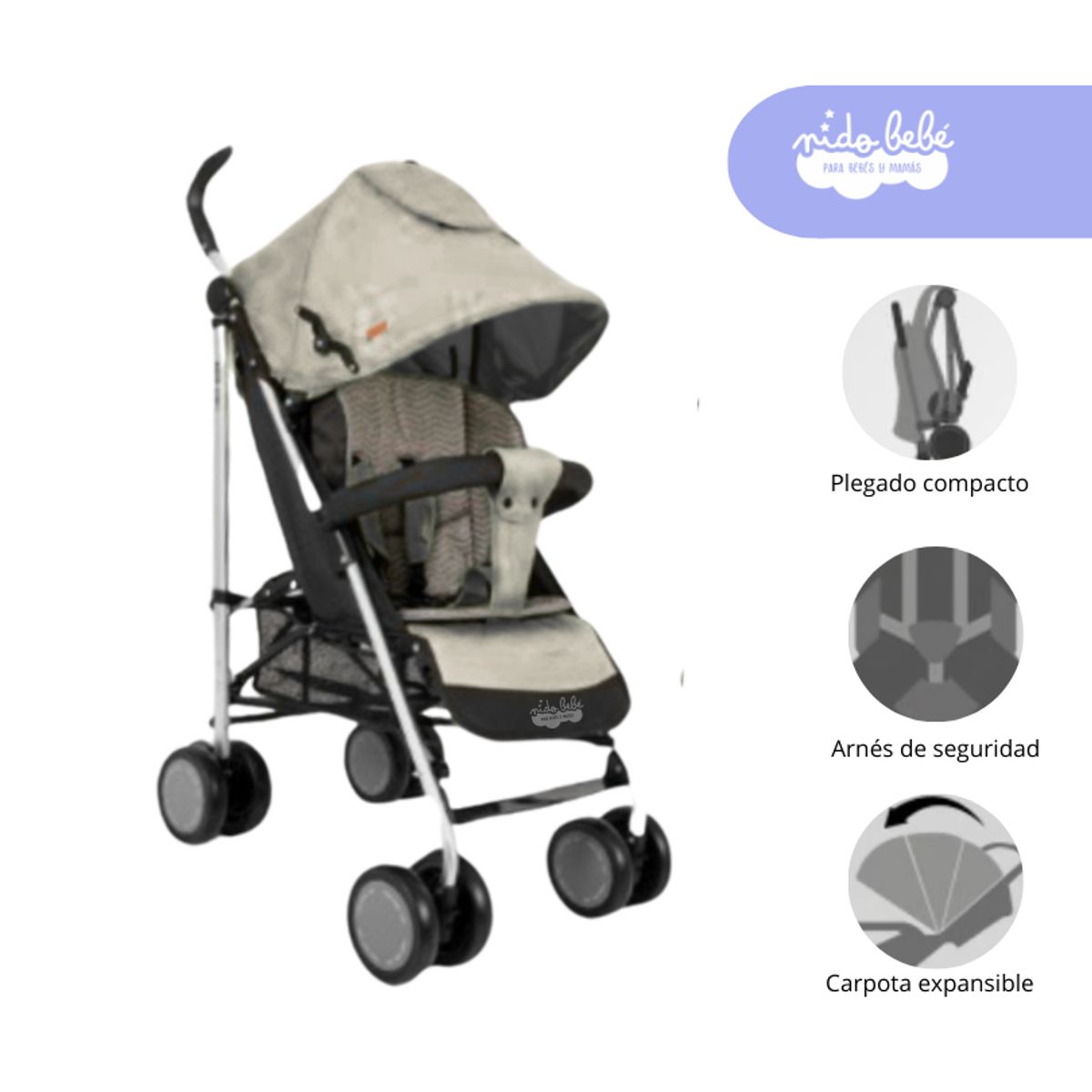 BABY - Coche Baston NEO PLUS 2024 color Plomo