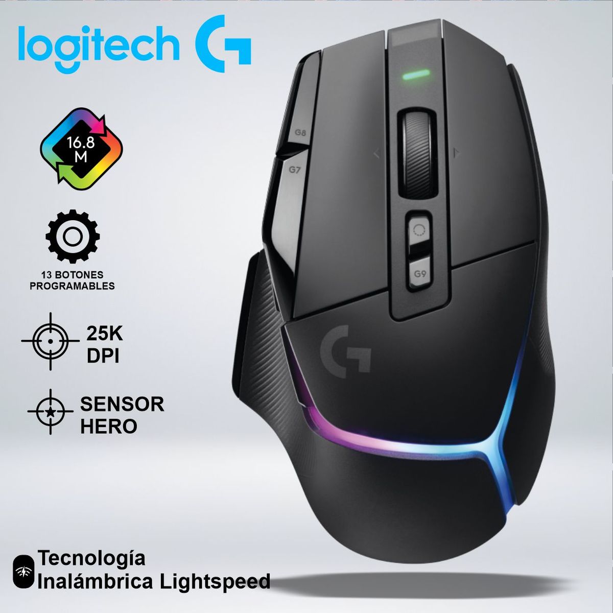 LOGITECH - MOUSE GAMER G502 X PLUS RGB LIGHTSPEED SENSOR HERO 25K SWITCH OPTICOS