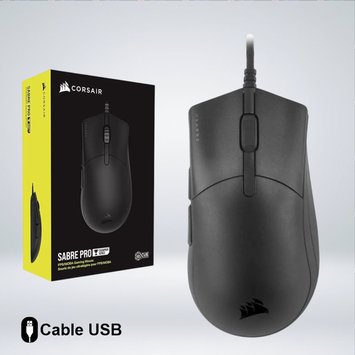 CORSAIR - MOUSE GAMER CORSAIR SABRE PRO SENSOR OPTICO PIXART 18K DPI 6 BOTONES