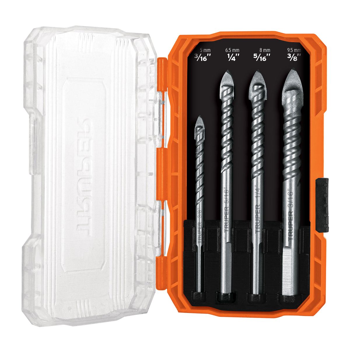 TRUPER - Broca 4 Unidades Juego Vidrio y Mayolica Cuerpo Espiral 101841 Truper