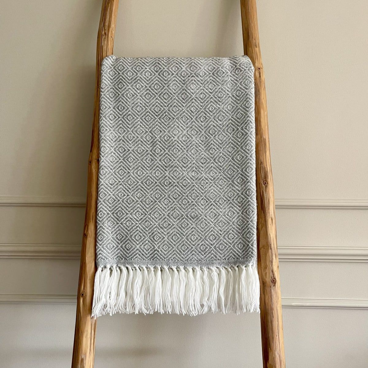 CLAUDIA RIVA HOME - Manta de Algodón Rombos Gris Plata