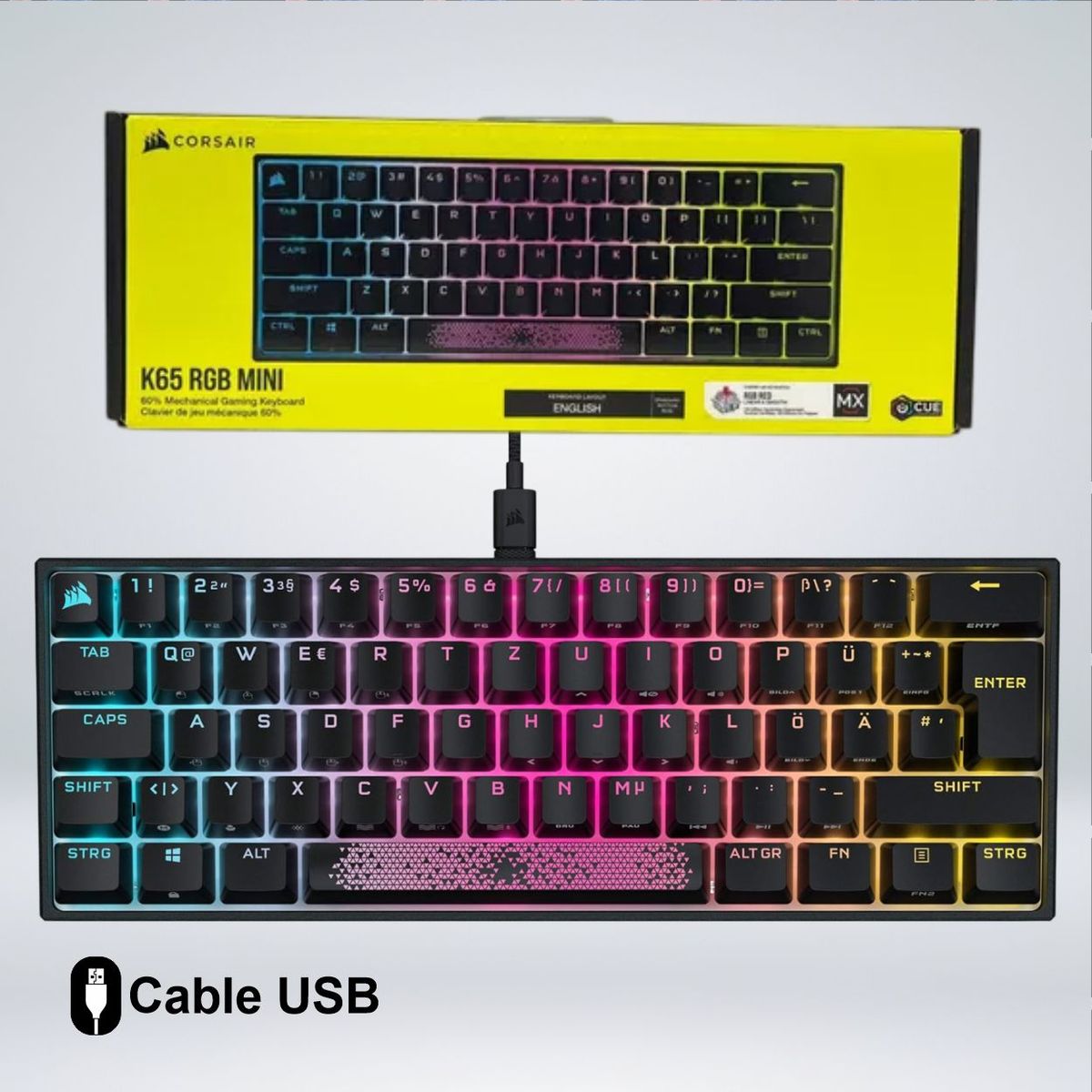 CORSAIR - TECLADO GAMER CORSAIR K65 RGB MINI 60 % SWITCHES CHERRY MX SPEED