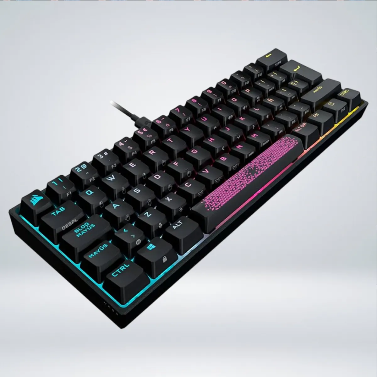 CORSAIR - TECLADO GAMER CORSAIR K65 RGB MINI 60 % SWITCHES CHERRY MX SPEED