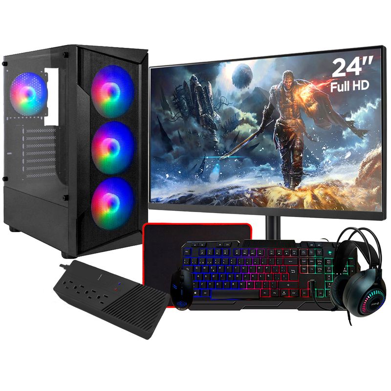 AMD - Computadora PC GAMER RYZEN 7 5700G RAM 16GB SSD 512GB Monitor 24" FULL HD