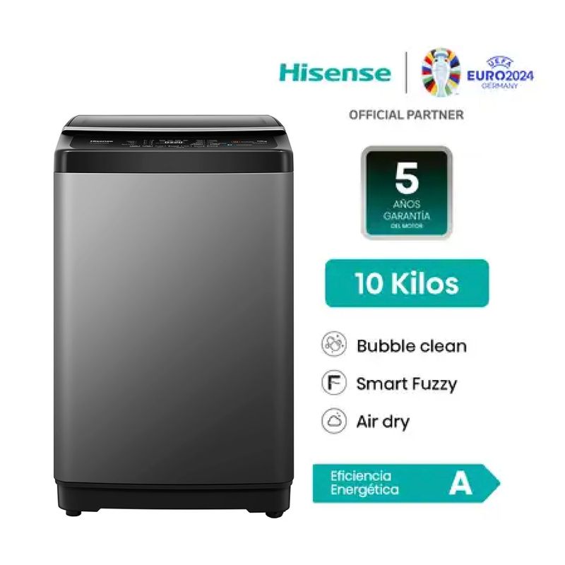 HISENSE - Lavadora HISENSE 10Kg Carga Superior Automática WT3J1023UT Gris
