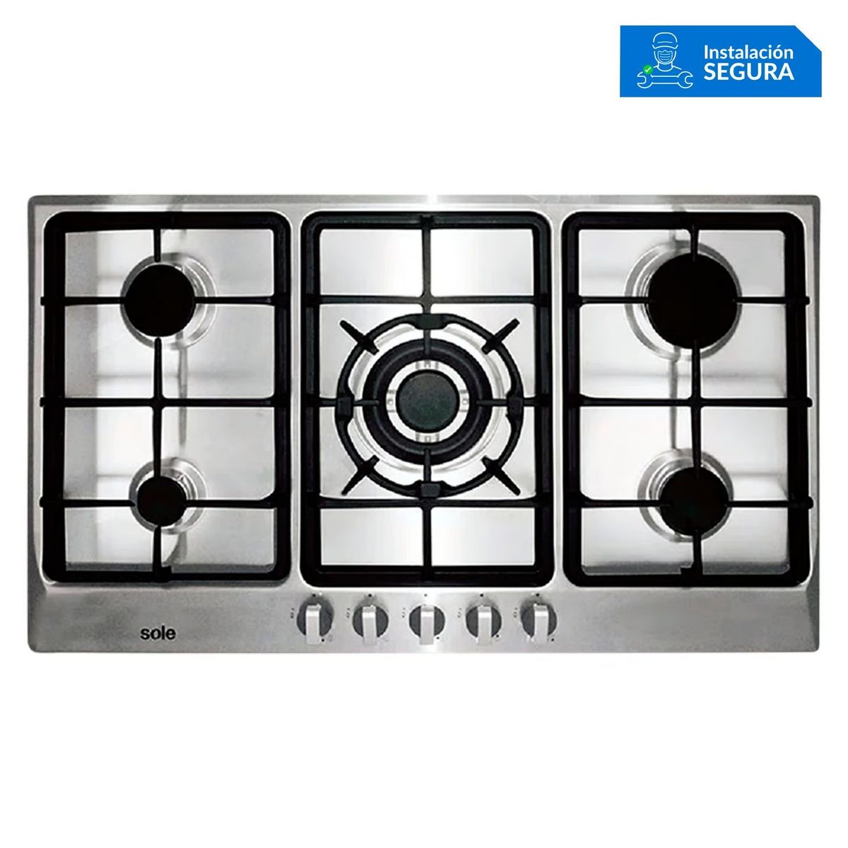 SOLE - Cocina Empotrable Sole A Gas 5 Hornillas Solco038 Inox