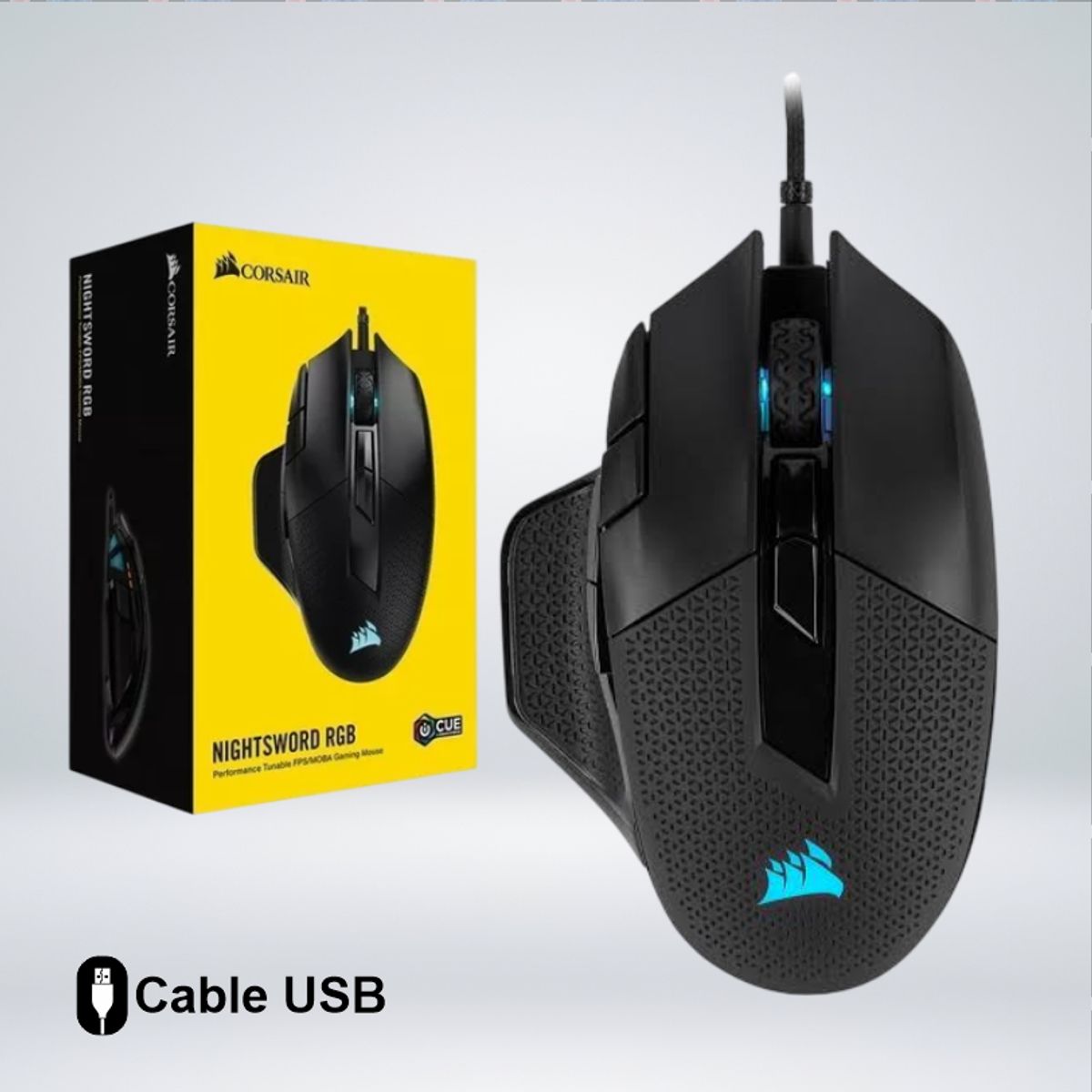CORSAIR - MOUSE GAMER CORSAIR NIGHTSWORD RGB 12K DPI PESAS AJUSTABLES