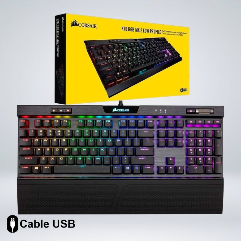 CORSAIR - TECLADO CORSAIR K70 RGB MK2 LOW PROFILE RAPIDFIRE SWITCH CHERRY MX