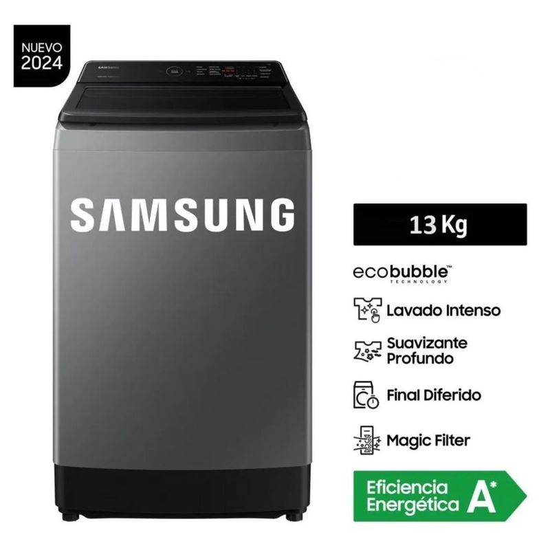 SAMSUNG - LAVADORA SAMSUNG WA13CG5441BDPE 13KG ECOBUBBLE COLOR GRIS 2024