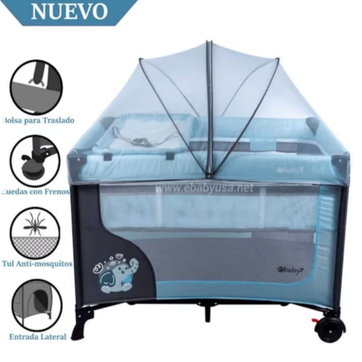 EBABY - Cuna Corral Ebaby con Cambiador Happy Dream