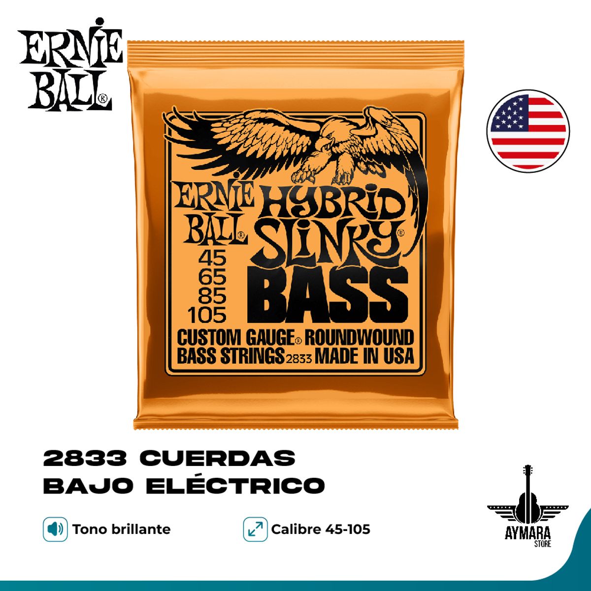 ERNIE BALL - Ernie Ball 2833 Cuerdas Bajo Eléctrico 45/105