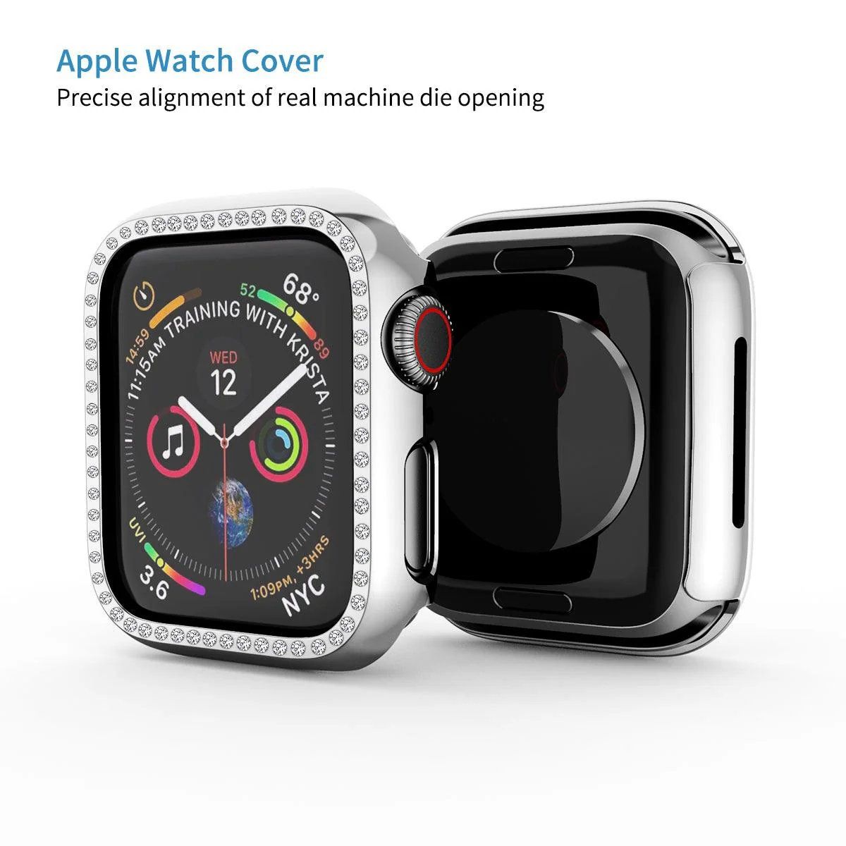 GENERICO - CASE FUNDA CON PIEDRITAS PARA APPLEWATCH DE 49MM PLATEADO