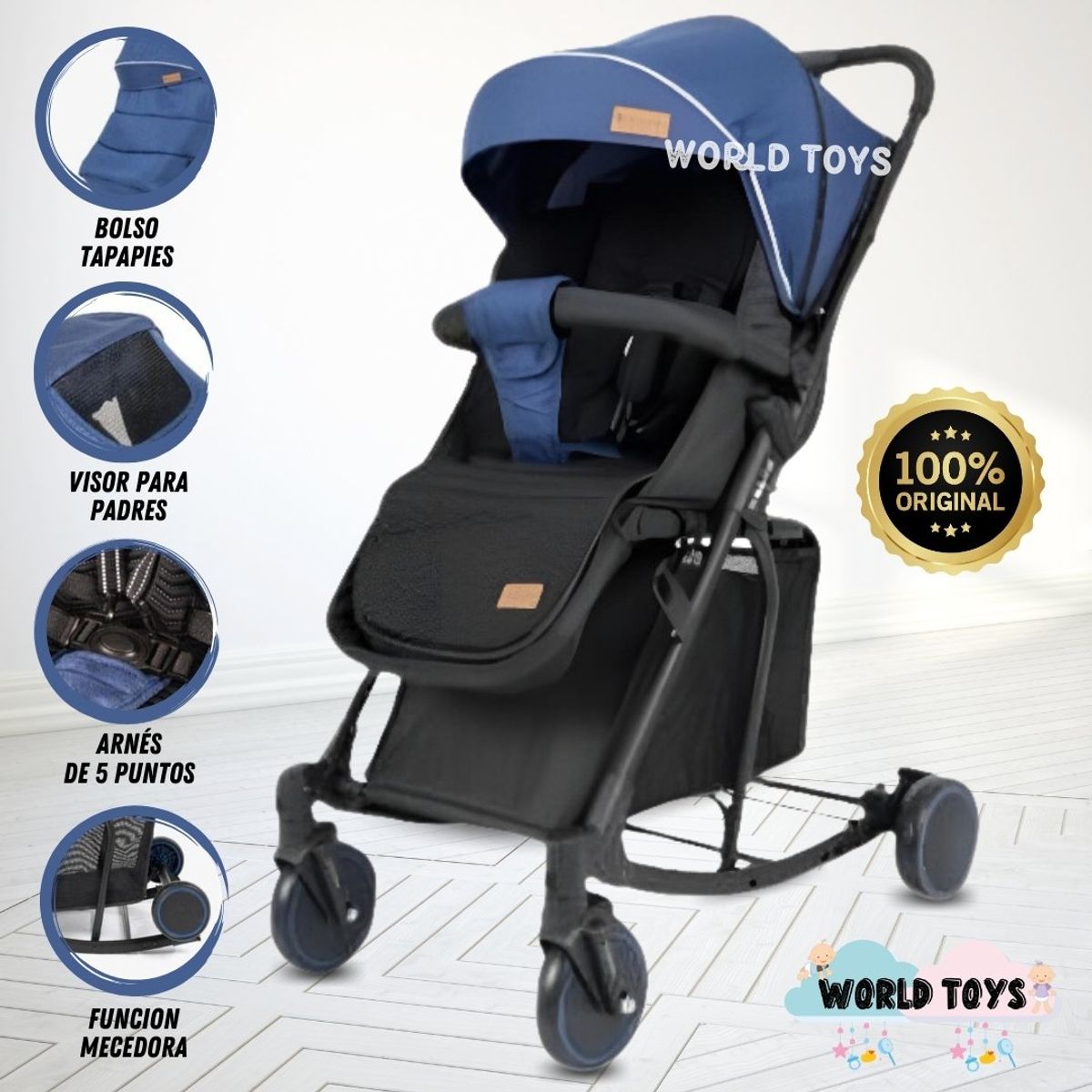 Baby - Coche Mecedora de Lujo «SIDNEY» Blue