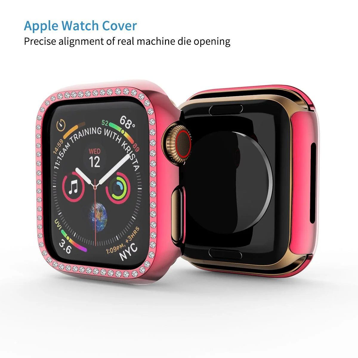 GENERICO - CASE FUNDA CON PIEDRITAS PARA APPLEWATCH DE 45MM FUCSIA