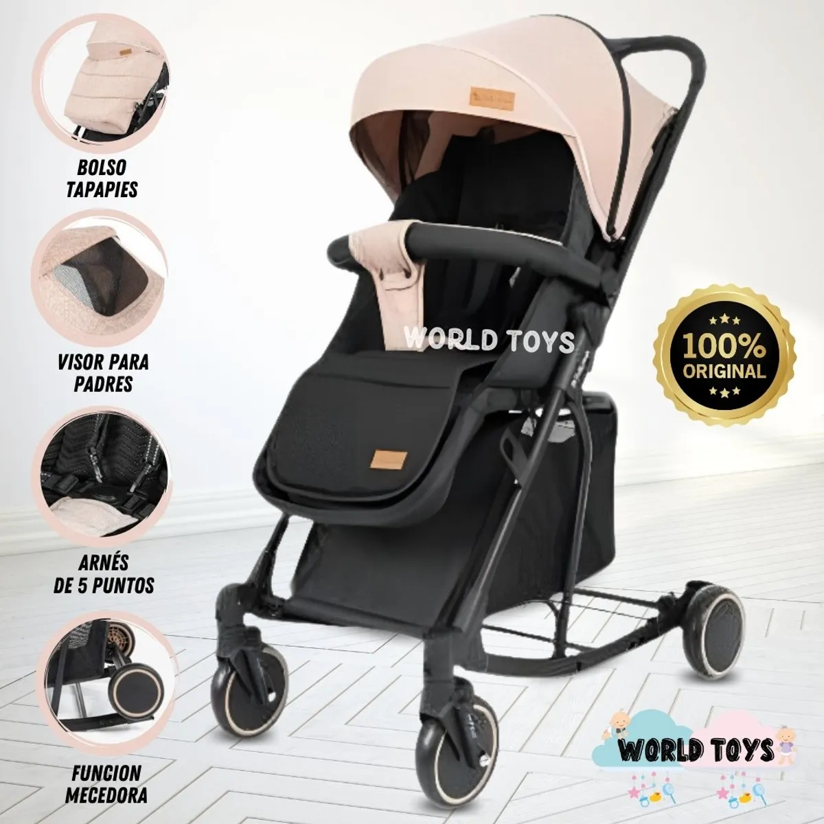 BABY - Coche Mecedora de Lujo «SIDNEY» Beige