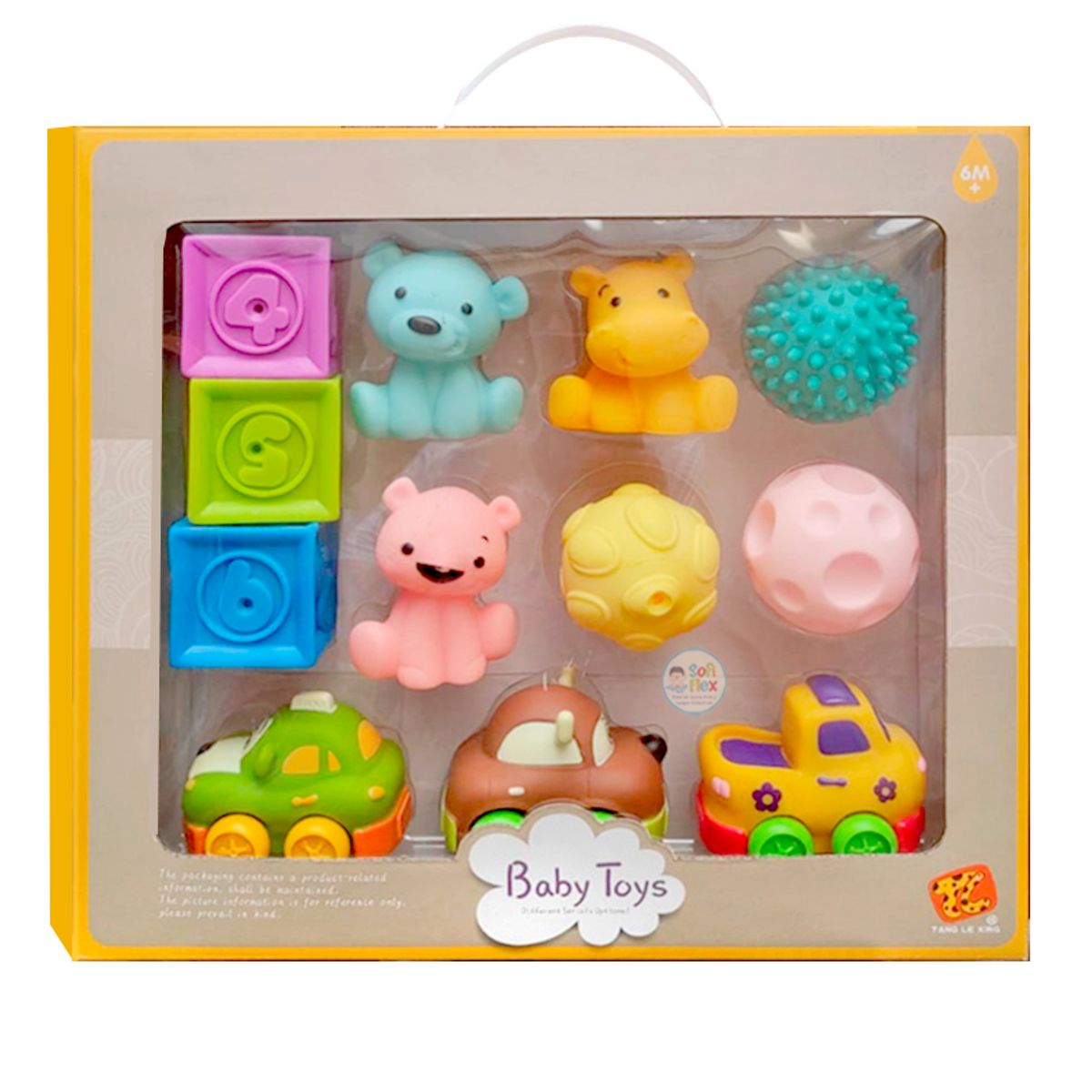 GENERICO - Set de Bloques Animalitos Y Pelotas Cubos Texturizadas