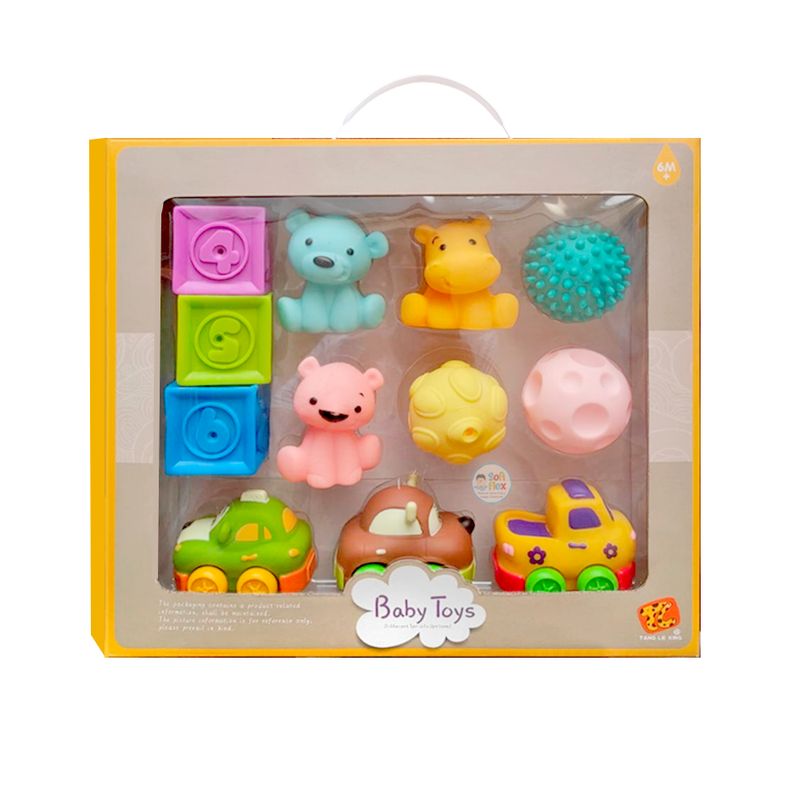 GENERICO - Set de Bloques Animalitos Y Pelotas Cubos Texturizadas