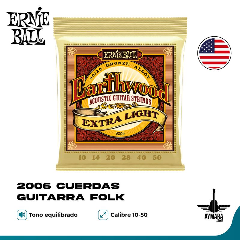 ERNIE BALL - Ernie Ball 2006 Cuerdas Guitarra Folk 10-50