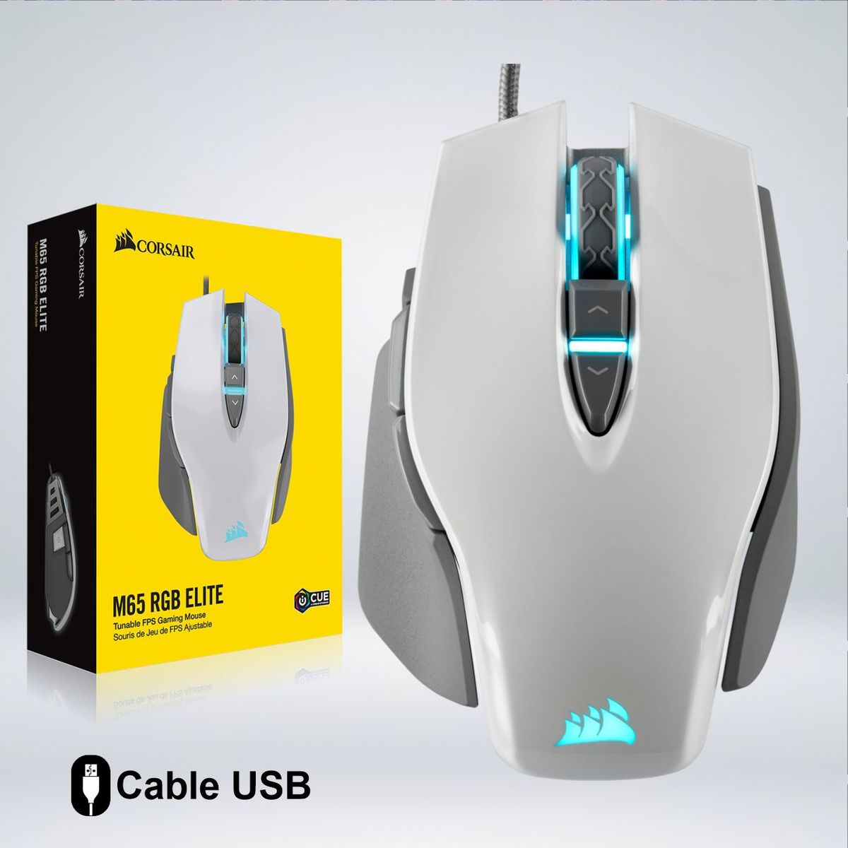 CORSAIR - MOUSE GAMER CORSAIR M65 RGB ELITE 8 BOTONES 18 KDPI BOTON SHOOTER