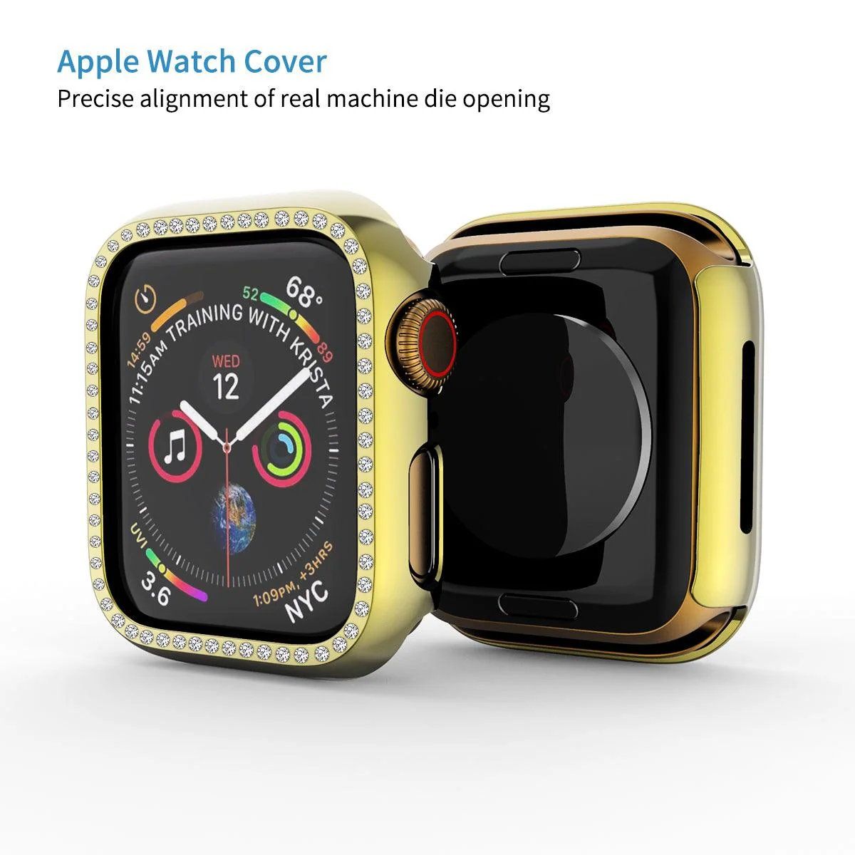 GENERICO - CASE FUNDA CON PIEDRITAS PARA APPLEWATCH DE 41MM DORADO