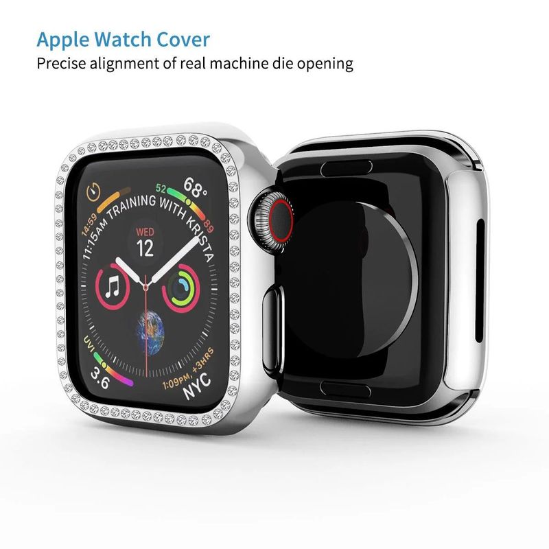 GENERICO - CASE FUNDA CON PIEDRITAS PARA APPLEWATCH DE 40MM PLATEADO