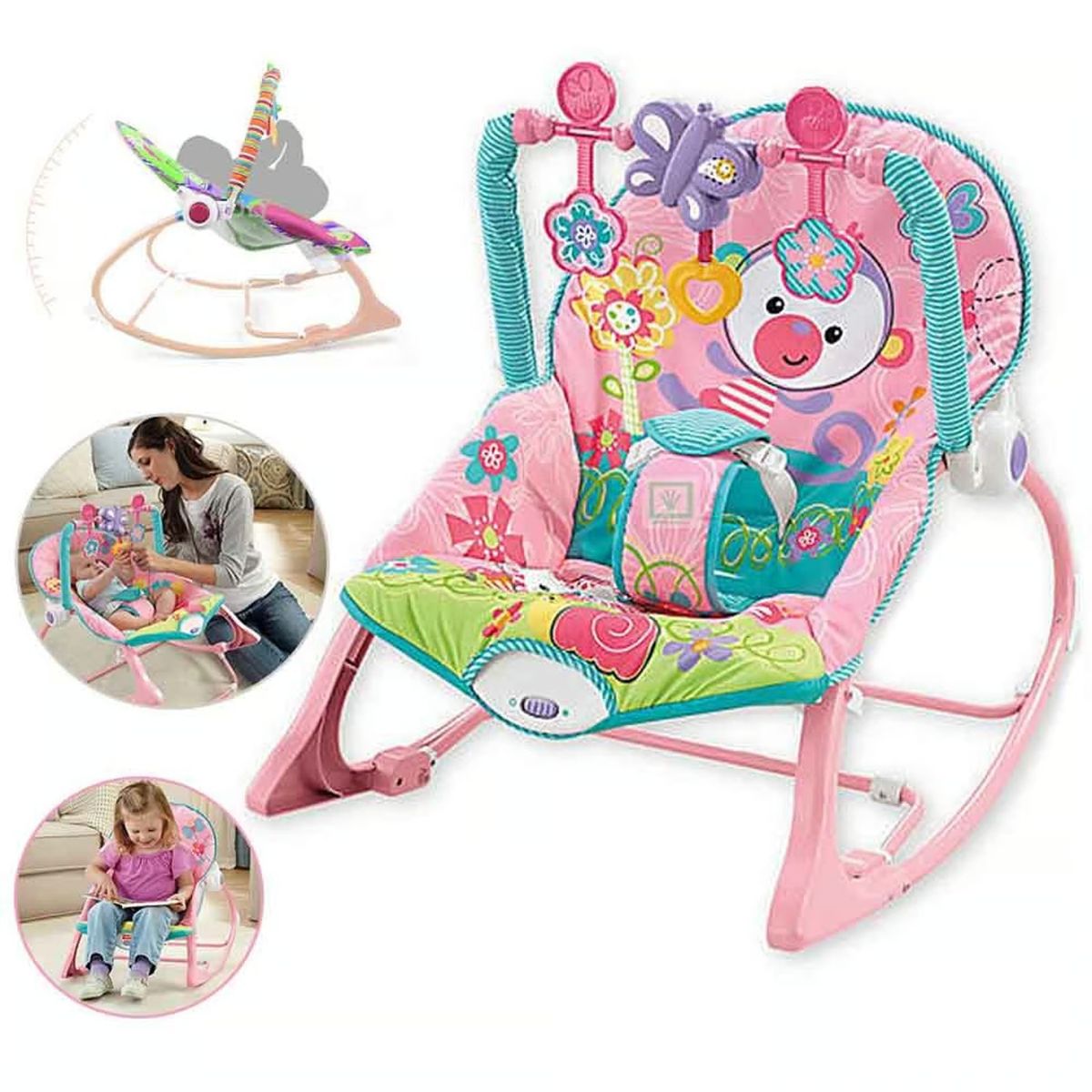 GENERICO - Silla Mecedora para Bebe en Rosado Safari