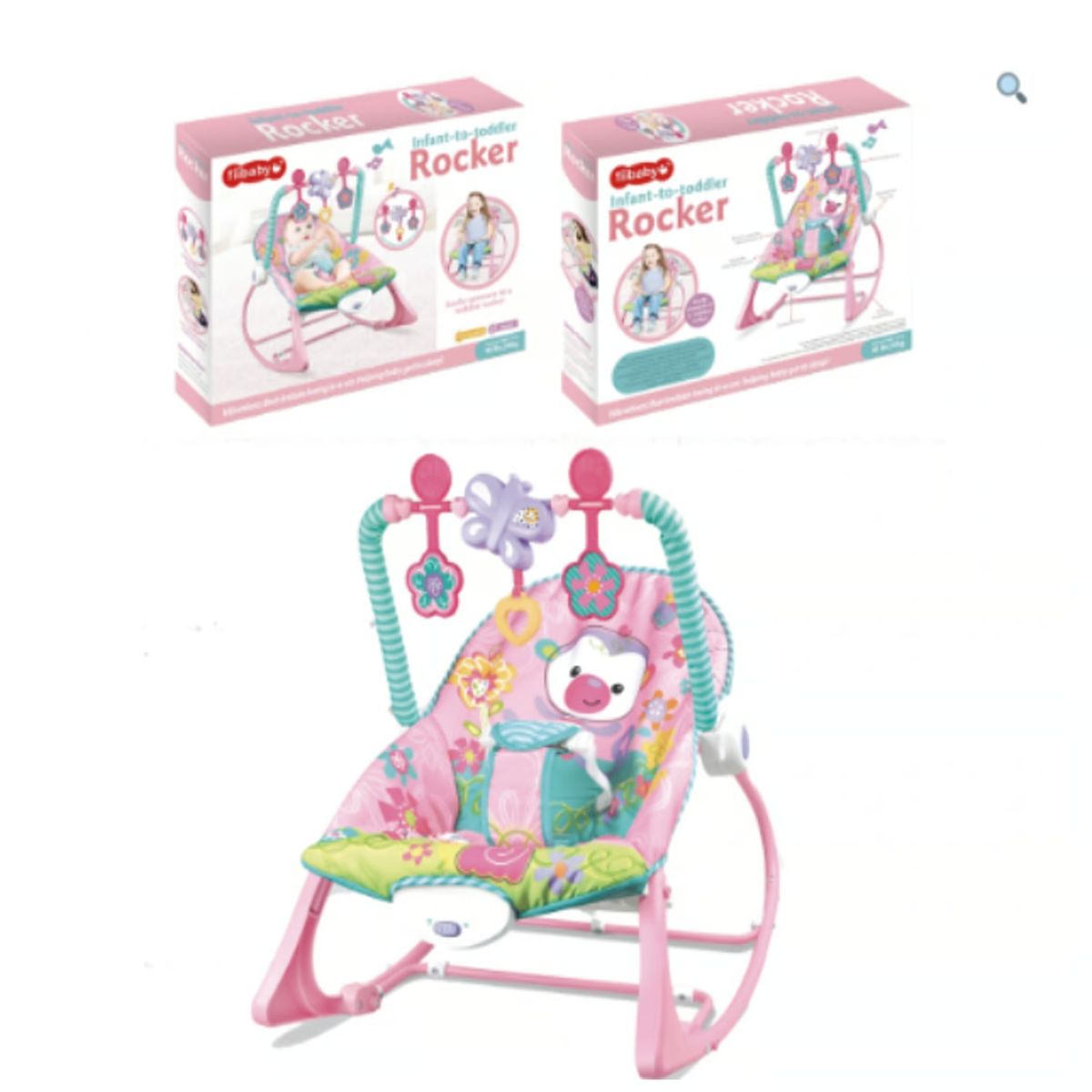 GENERICO - Silla Mecedora para Bebe en Rosado Safari